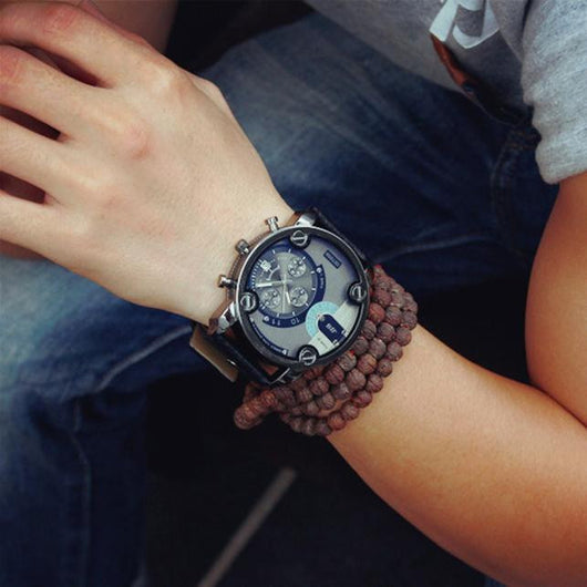 Fashion Casual Men Leather Quartz Analog Wrist Watch Watches