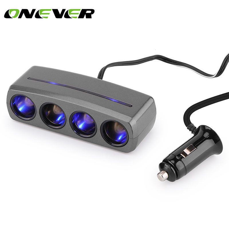 Onever 4 In 1 Top Quality Car Vehicle Cigarette Lighter LED Car Charger For Universal 12V Device Auto Charger For Mobile Phones