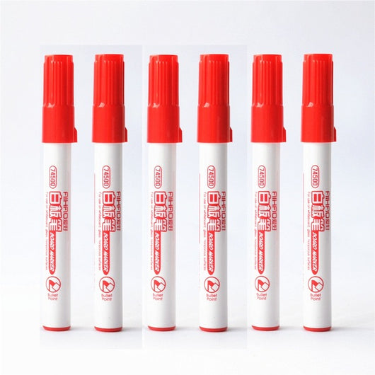 6 pcs Bullet point White board Marker pen Classical Red black black ink pens for whiteboard glass Office School supplies A6904
