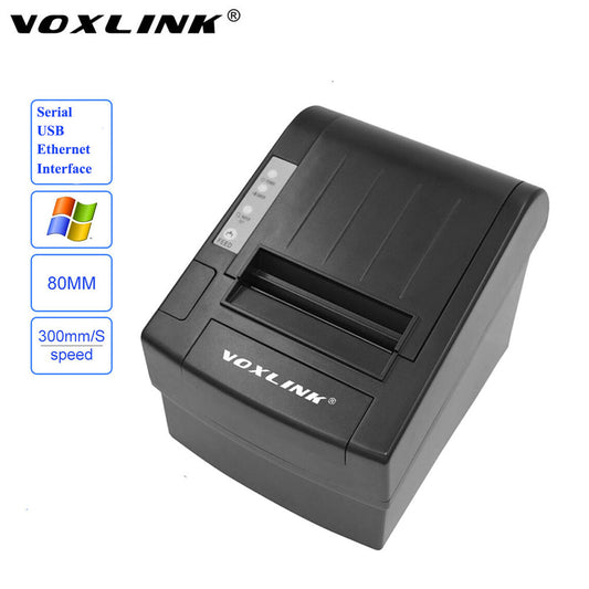 VOXLINK Auto Cutter 80mm POS Thermal Receipt Printer With Serial / USB / Ethernet High Speed  300mm/s Thermal Printer_DHL