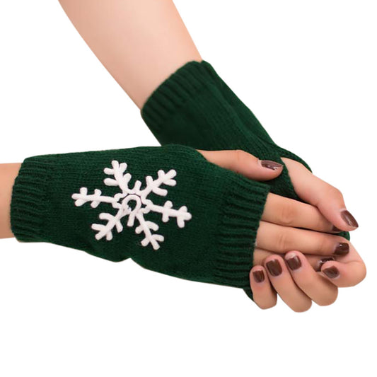 Women Girl Knitted Arm Fingerless Warm Winter Gloves Soft Warm Mitten