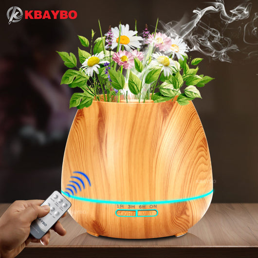 KBAYBO 550ml Aroma Essential Oil Diffuser Ultrasonic Air Humidifier with Wood Grain electric LED Lights aroma diffuser for home