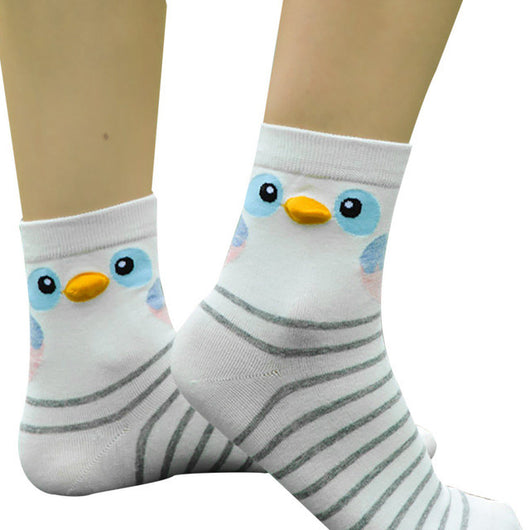 Feitong Brand 1Pair Soft Funny Socks Women Girls Cute Little Owl Harajuku Animal Lady Socks Fashion Stripe calcetines mujer Sock
