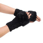 Feitong Winter Gloves Women Girl Warm Winter Faux Rabbit Fur Knitted Wrist Fingerless Gloves Mittens Cold-weather street wear#3