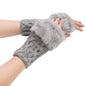 Feitong Winter Gloves Women Girl Warm Winter Faux Rabbit Fur Knitted Wrist Fingerless Gloves Mittens Cold-weather street wear#3