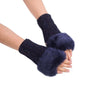 Feitong Winter Gloves Women Girl Warm Winter Faux Rabbit Fur Knitted Wrist Fingerless Gloves Mittens Cold-weather street wear#3