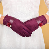 Feitong Fashion Outdoor Gloves Women Men Mitten Driving Preal faux fur Full FingerTouchScreen Glove#3