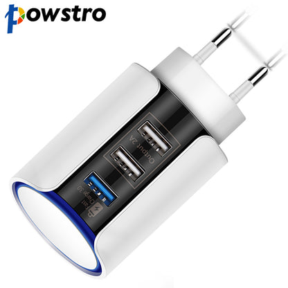 Powstro 3 USB Phone Charger Quick Charge EU plug Charger QC 3.0 2.0 Fast Charger Travel for Samsung LG Xiaomi Lenovo Nokia HTC