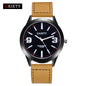 Men Leather Band Analog Quartz Round Wrist Watch Watches