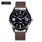 Men Leather Band Analog Quartz Round Wrist Watch Watches