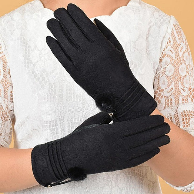 High Quality Feitong Women Velvet Warm Glove Soft Wrist Thick Mitten Driving Full Finger TouchScreen Glove#3