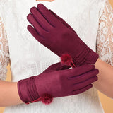 High Quality Feitong Women Velvet Warm Glove Soft Wrist Thick Mitten Driving Full Finger TouchScreen Glove#3