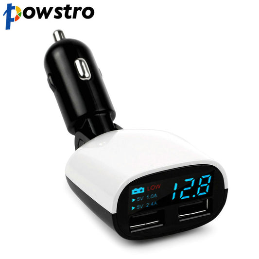 Universal LED Display Dual USB Car Charger Adapter Mini Bullet 5V/3.4A Voltage Monitor for Tablet Smart Phone Car Phone Charger