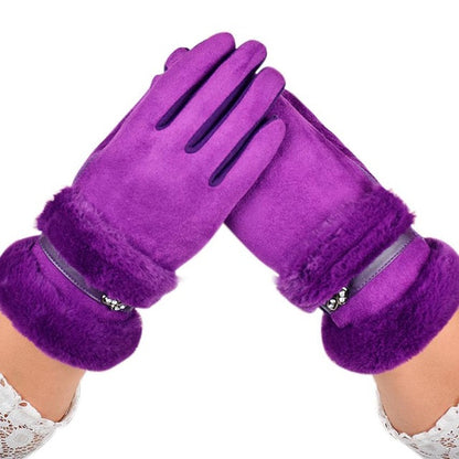 FEITONG Velvet Winter Gloves Elegant Women Lady Warm Glove Soft Wrist Thick Mitten Driving Full Finger Glove Accessories #3