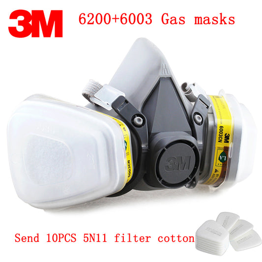 3M 6200+6003 respirator gas mask Genuine security 3M protective mask against Hydrogen sulfide gasmaske Add filter cotton