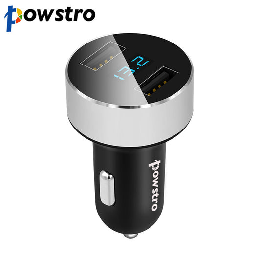 Powstro Car Charger 5V 3.1A Quick Charge Dual USB Port LED Display Cigarette Lighter Phone Adapter Car Charger Voltage Detector