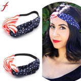 Women American Flag Sporting Sweatband Stretch Headband Hair Band Hairbands Bandana Headwrap Girls Hair Accessories