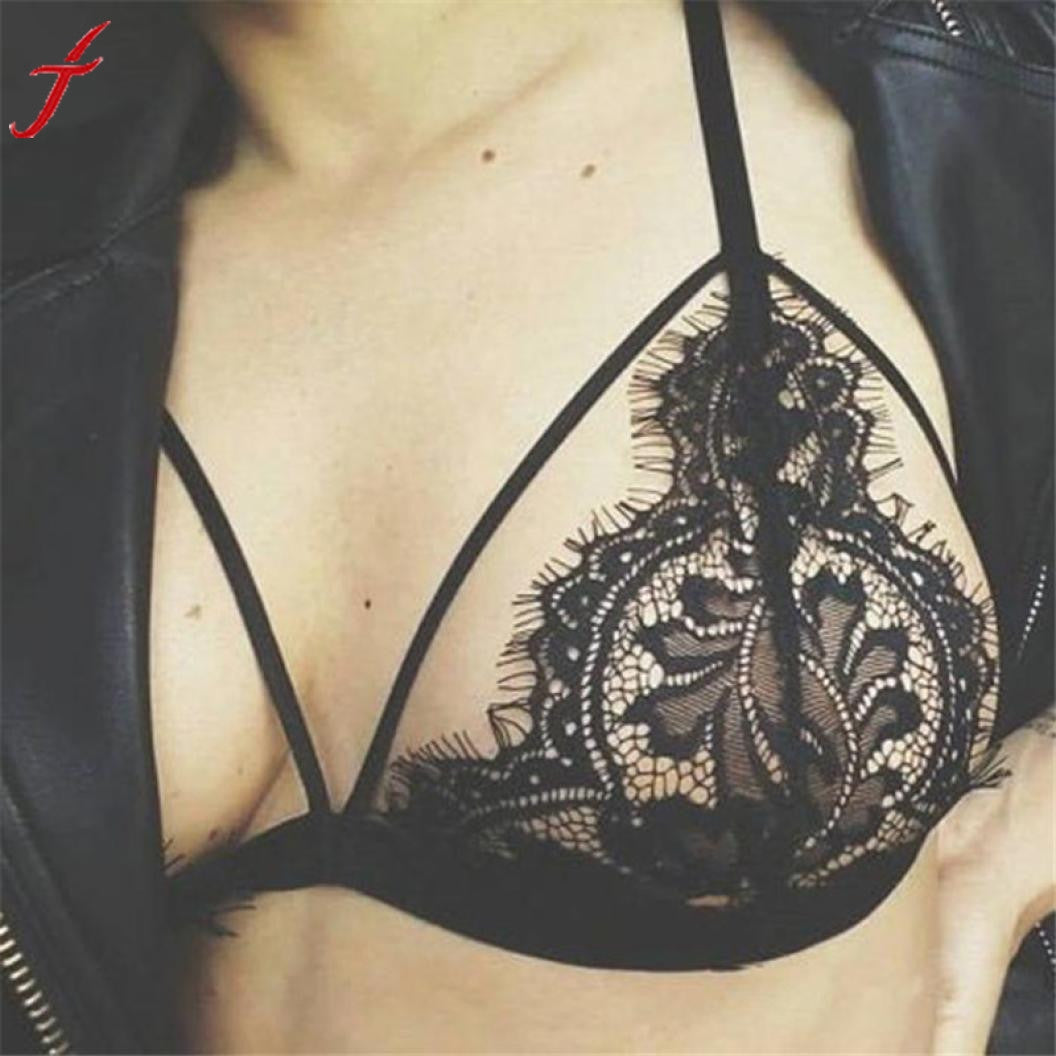 Sexy Black Bra Bustier Women Hollow Out Translucent Sheer Floral Lace Wire Bra Bustier Sheer Top Seamless Bralette Transparent