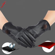 2016 Women Girls Winter Luxuy Leather   Screen Gloves Mittens Warm Gloves Guantes for SmartPhone Tablet Pad Driving #LYW