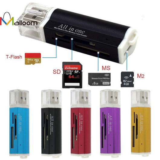 USB Card Reader for Micro SD SDHC TF M2 MMC MS PRO DUO All in 1 USB 2.0 Multi Memory Card Reader USB For Windows For Mac #201