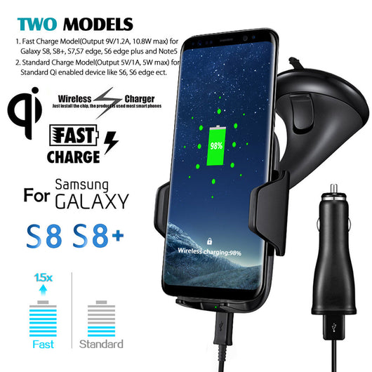 Universal 360 Degree 2017 Qi  Fast Wireless Charger Car Holder Charging Mount Pad Quick Charger For Samsung S8/S8 plus#25