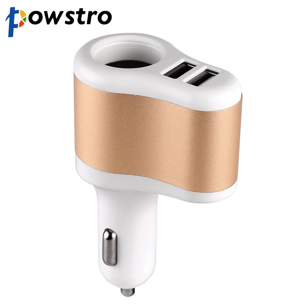 Powstro 3.1A Dual USB Car Charger Mobile Phone Charger Adapter With Cigarette Lighter Socket For iPhone Samsung Xiaomi