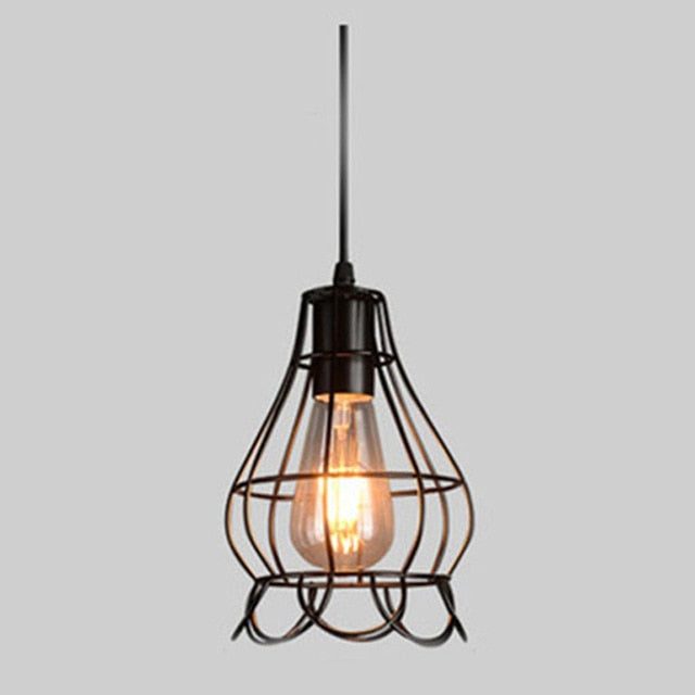 Vintage Industrial Retro Pendant Lamp Edison Light E27 Holder Iron Restaurant Bar Counter Attic Bookstore Cage Lamp