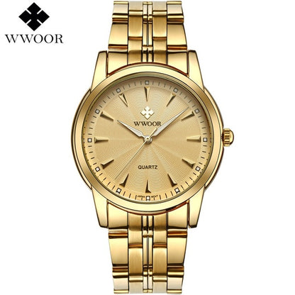 Top Brand Luxury Men Sports Watches Stainless Steel Casual Gold Quartz Watch Men's Clock Male WWOOR relogio masculino Waterproof