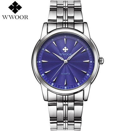 Top Brand Luxury Men Sports Watches Stainless Steel Casual Gold Quartz Watch Men's Clock Male WWOOR relogio masculino Waterproof