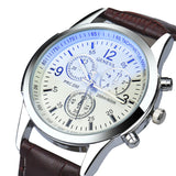 Luxury Fashion Faux Leather Mens Analog Watch Watches