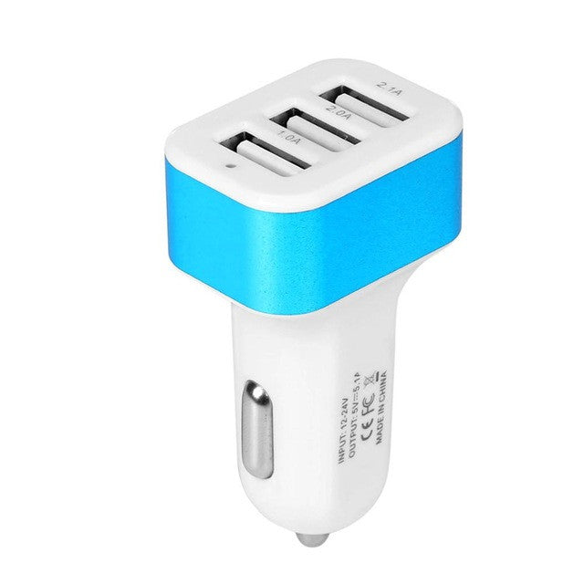 USB Car Charger 3 Port Phone Charger Adapter Socket 2A 2.1A 1A Car Styling USB Charger Universal  For Car-Styling