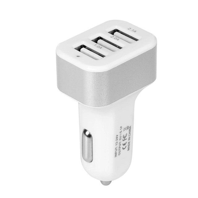 USB Car Charger 3 Port Phone Charger Adapter Socket 2A 2.1A 1A Car Styling USB Charger Universal  For Car-Styling