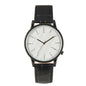 Men Leather Band Watch Stainless Steel Quartz Wrist Watch