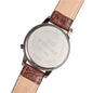 Men Leather Band Watch Stainless Steel Quartz Wrist Watch