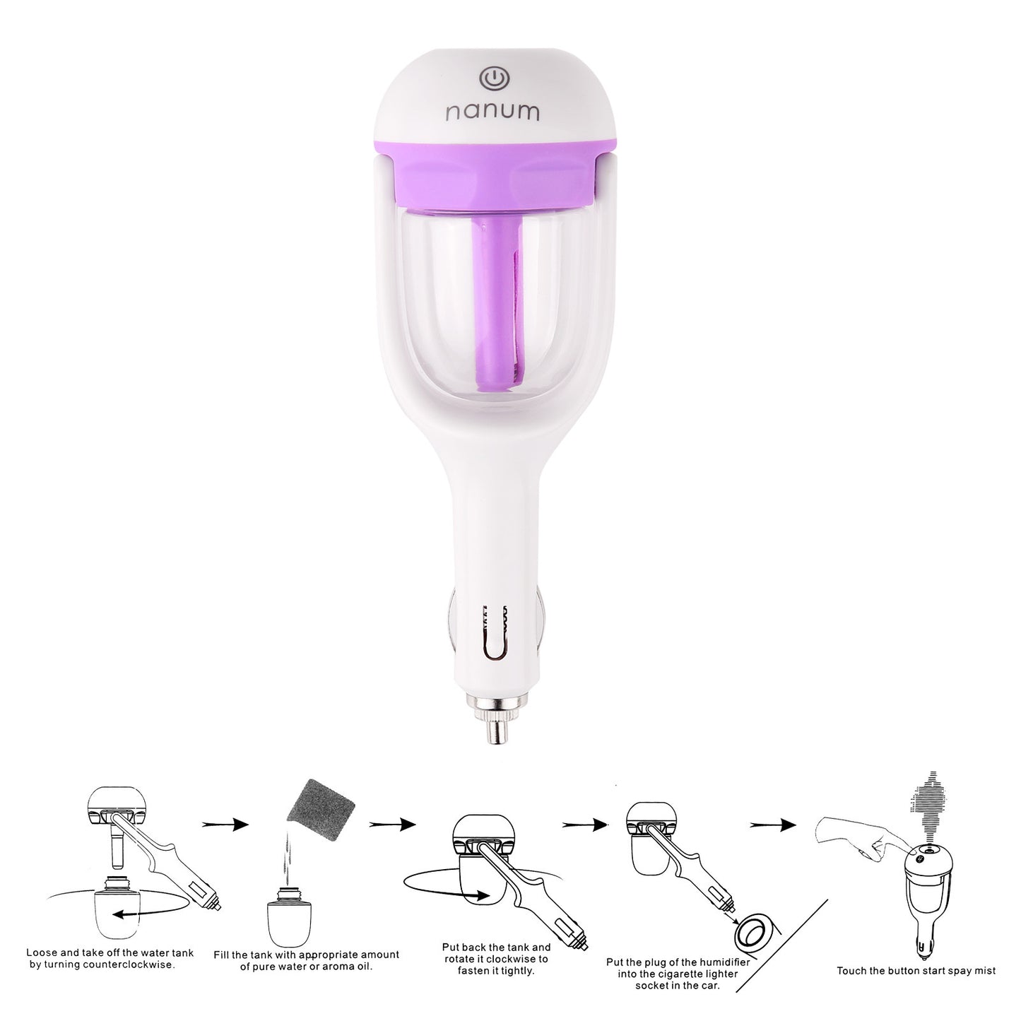 Car Charger Port 50ml Ultrasonic Auto Car Air Humidifier Aromatherapy Diffuser Purifier Nebulizer Vehicular Aroma Mist