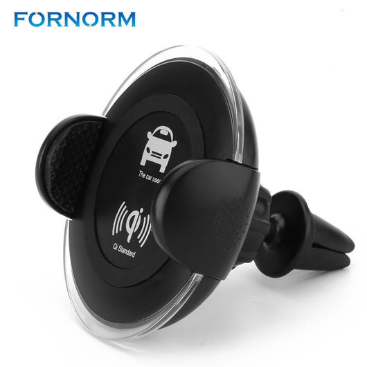 FORNORM 2 in 1 QI Wireless Quiky Charger Car Air Vent Mount Windshied Bracket Universal  Mobile Phone Holder Fast Charger