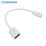 FORNORM Type C OTG Adapter Cable For Macbook Pro New Macbook Support OTG Convert USB-C Female Into USB 2.0 Female