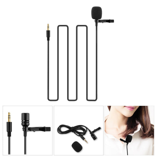 FORNORM 3.5mm Plug mini Microphone wired with Lapel Clip Microphone Portable Mic for PC conference computer Microphone