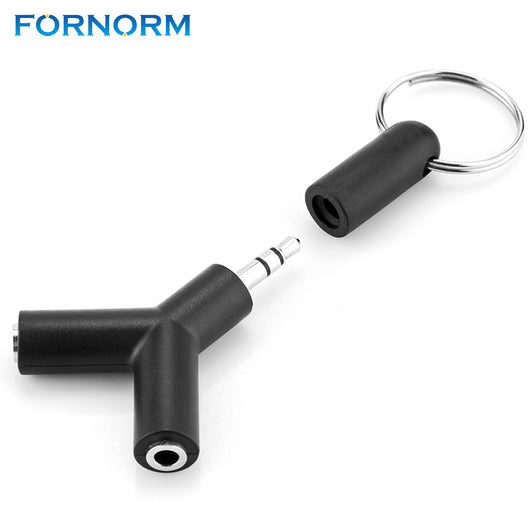 FORNORM Y Shape 3.5mm Stereo Audio plug Headset Earphone Headphone Connector Adapter Splitter Male to 2 Female  jacks for PC MP3