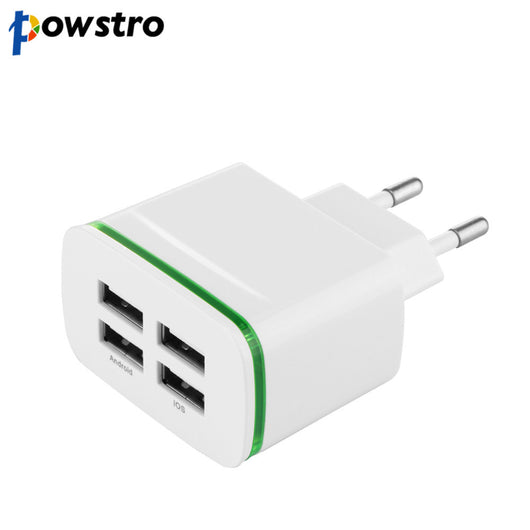 Powstro Universal Wall Phone Charger EU Plug 5V 4A Max Travel Adapter with 4 USB Ports Phone Charger For iPhone Samsung iPad