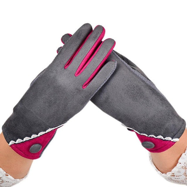 Free Size Women Velvet Winter Warm Glove Soft Wrist Thick Mitten Driving Full Finger TouchScreen Glove 23cm #3