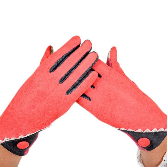 Free Size Women Velvet Winter Warm Glove Soft Wrist Thick Mitten Driving Full Finger TouchScreen Glove 23cm #3