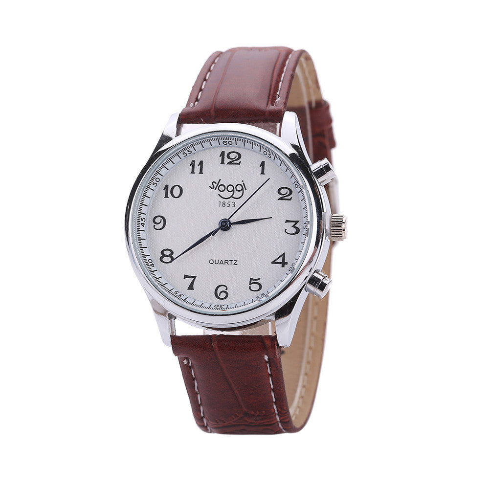 Men Generalsiness Leather Strap Quartz Watch