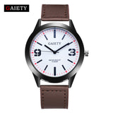 Men Leather Band Analog Quartz Round Wrist Watch Watches
