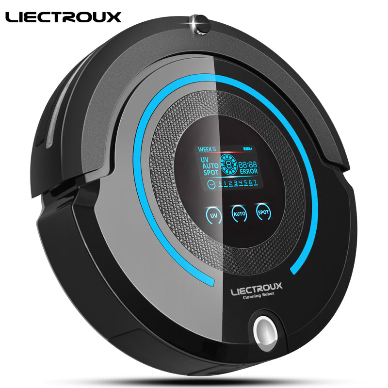 LIECTROUX A338 Multifunction Automatic Vacuum Cleaner(Sweep,Suction,Mop,Sterilize),LCD,Schedule,2-way VirtualBlocker,AutoCharge