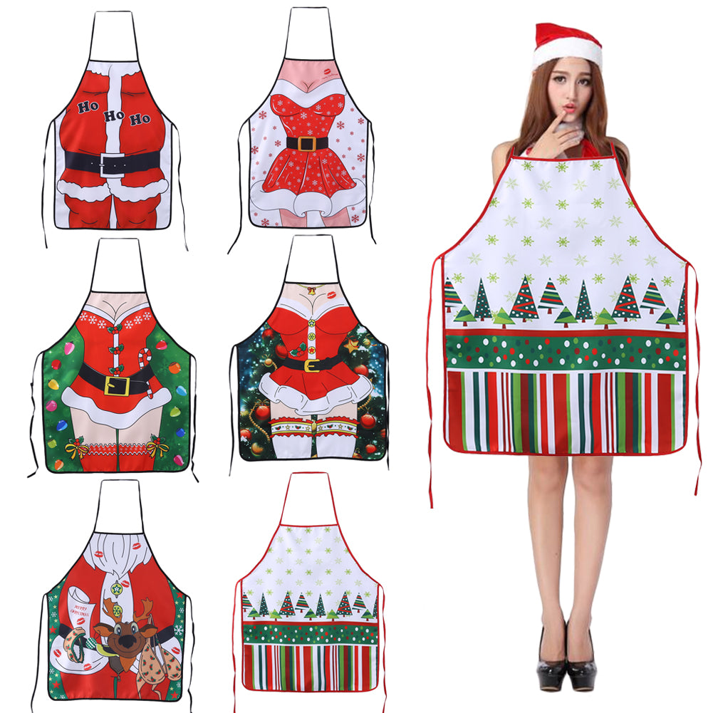 New Christmas Aprons Ladies Men Christmas Decorations Aprons for Home Funny Novelty Kitchen Cooking Apron