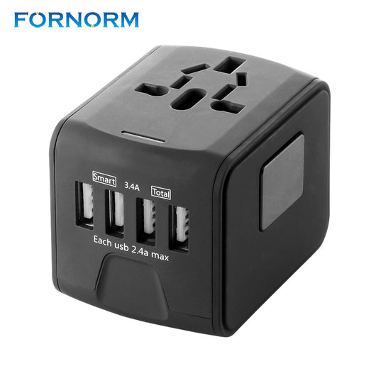 FORNORM International Travel Charger Max 3.4A Dual USB Worldwide Wall Charger Power Adapter Charging for Phone UK/EU/AUS/US Plug