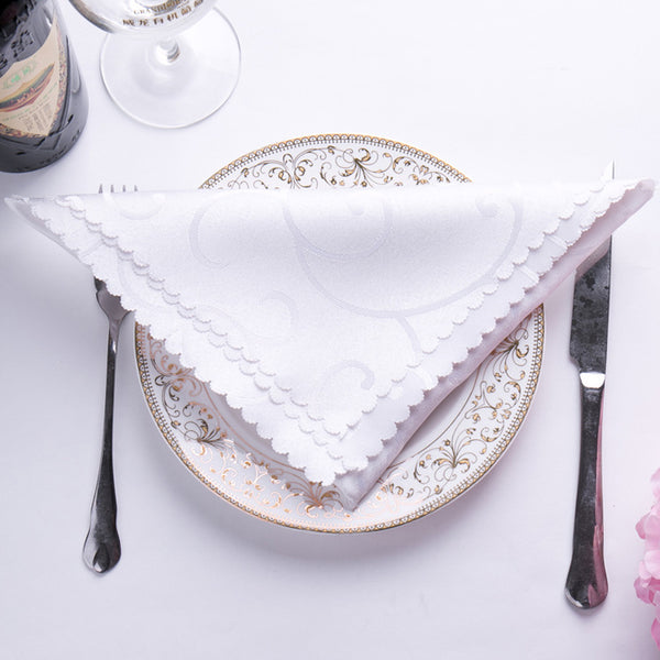 6pc/lot 46x46cm Embroidered Flower Wedding Table Napkins Cloth Nylon Cotton Satin Wedding Table Decoration White Purple Orange