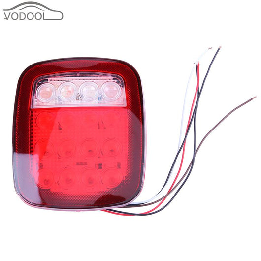 2Pcs Waterproof 16 Red White LED Taillight Truck Trailer Stop Turn Signal Light Automobiles Tail Back up Lamp for Jeep