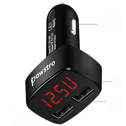 Powsrto Universal LED Display Dual USB Car Charger Adapter 5V/3.1A Voltage Current Temperature Monitor Phone Charger for IPhone